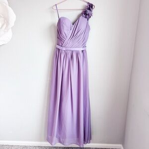 Purple One Shoulder Chiffon Formal Gown Size 10